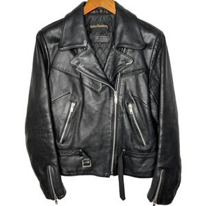 1970s Vintage Harley Davidson Womans M Heavy Leather Motorcycle Jacket Black 38W